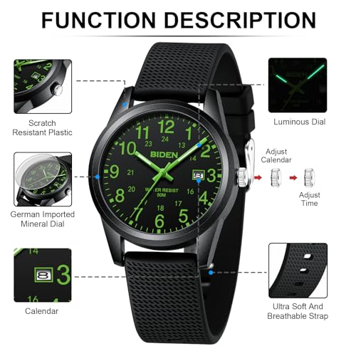 Image of LN LENQIN Mens Watches Analog Quartz Sports Unisex 30M Waterproof Nurse Watch for Men Women Medical Professionals Military Time with Second Hand Glowing Easy to Read Dial