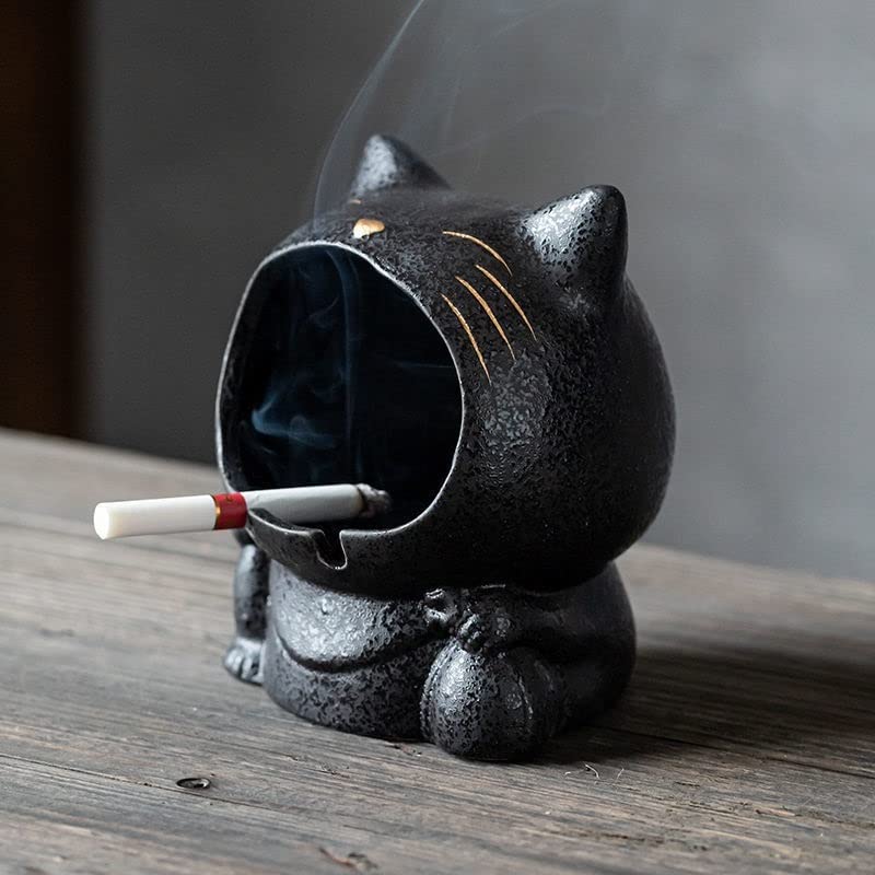 Cendrier En Céramique Chat Mignon - Cendrier Créatif Panda Pour Maison Et Bureau