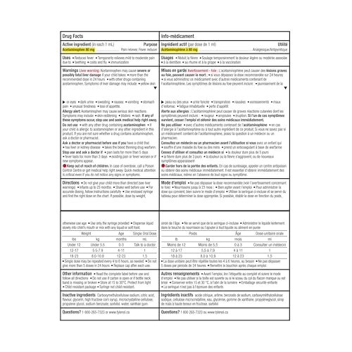 Tylenol Infant Fever, Teething and Pain Reliever for Baby, Grape Suspension Medicine, Dye Free, 24ML - Image 3