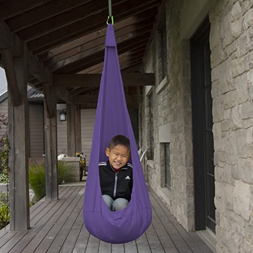Image of Vivere Cacoon Saucer for Kids - Durable Polyester Fabric, Anodized Aluminum Ring, Built-in Cushion, Easy Setup & Storage - Comfortable Hanging Pod for Children 10 & Under (Popsicle)