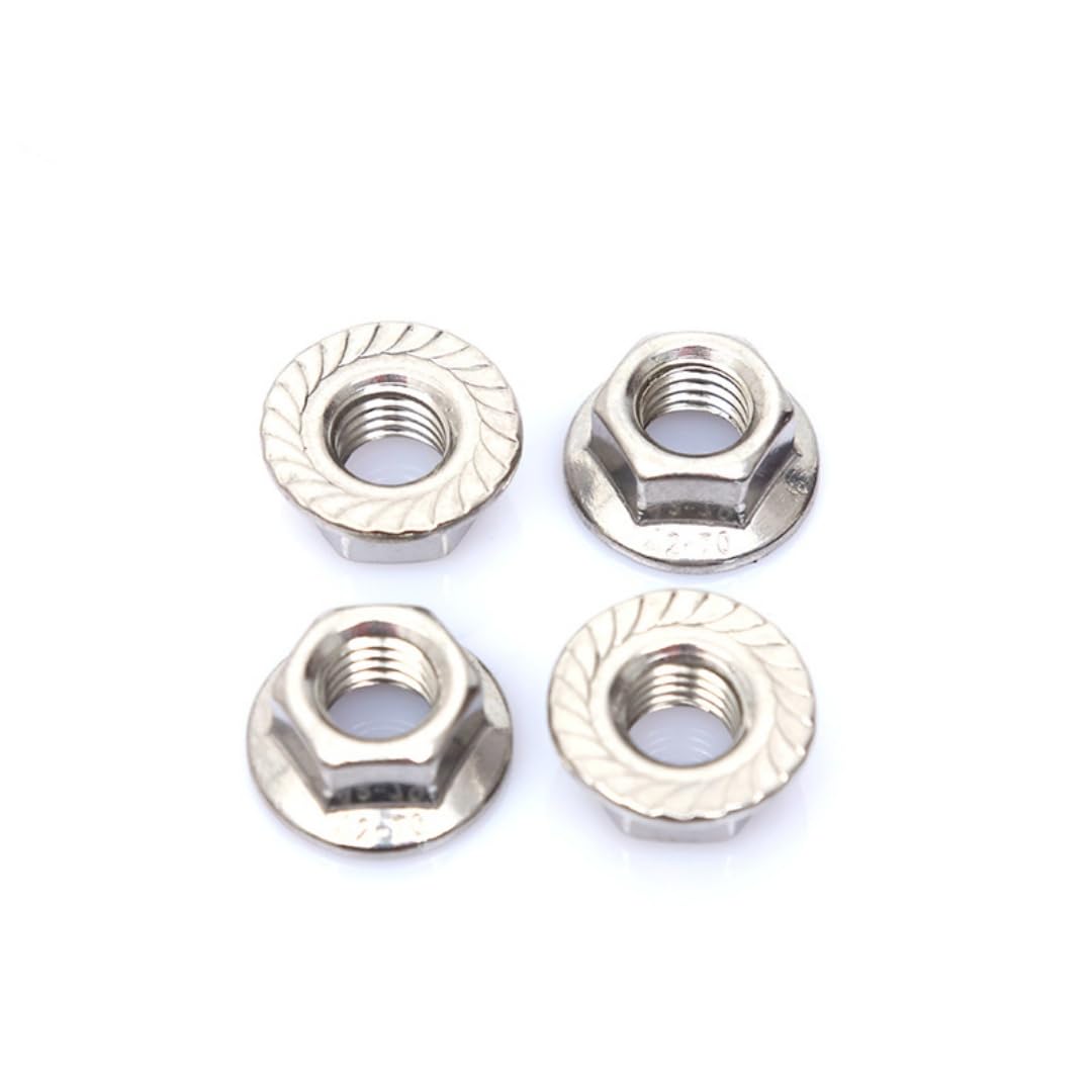 Dadi flangia esagonali seghettati in acciaio inox, set flangiato in nylon (10 pezzi M12)