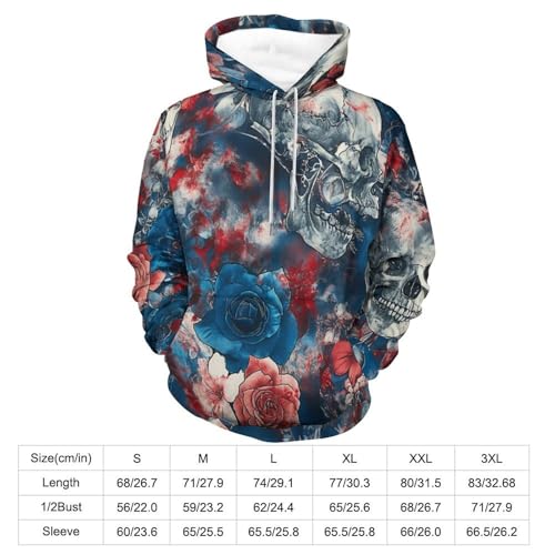 Sweat à capuche crâne bleu pullover confortable pour affronter le froid - 4