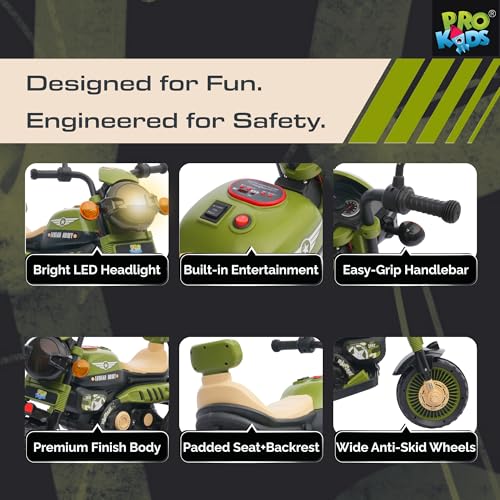 Image of PRO KIDS Cruise Rechargeable Electric Kids Bike with Bluetooth, USB, AUX, Music & LED | Ride-On Bike for Boys & Girls (1.5-4 Years) | 6V Battery Powered | Foot Accelerator