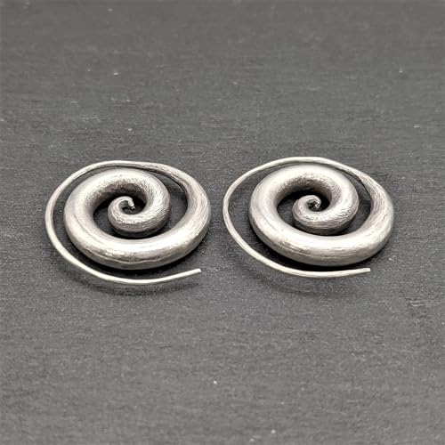 Karen Hill Tribe Silver Spiral Threader Earrings - 999 Pure Silver Tribal Pull-Through Hoops for Women - Artisan Boho Hoop Earrings 28mm - Minimalist Design for Everyday Wear3