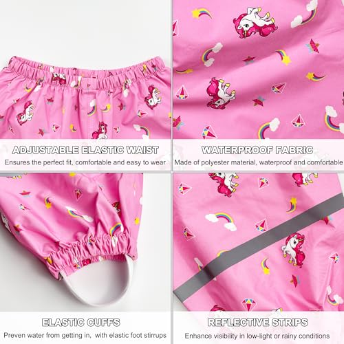 Toddler Rain Pants Kids' Waterproof Rain Pants Lightweight Reflective Rain Wear for Boys Girls3