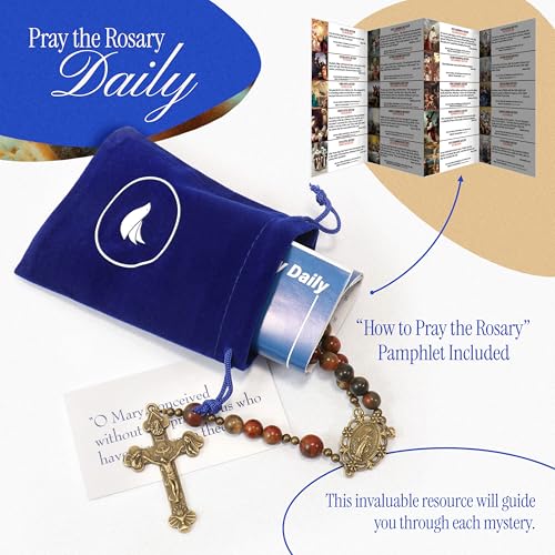 Exquisite Handmade Catholic Rosary Beads with Miraculous Medal and Holy Trinity Crucifix – 8mm Decade Beads – 10mm Mystery Beads - for Men, Women and Children4