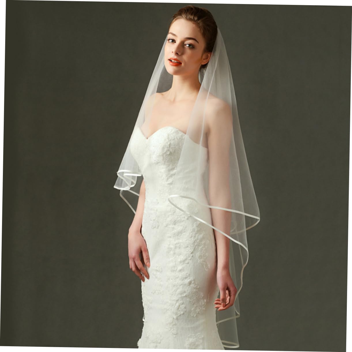 3stücke Eleganter Brautschleier Mit Feiner Umrandung Kurz Und Romantisch Für Hochzeiten Und Fotoshootings Beige Hochzeitsaccessoires Für Bräute