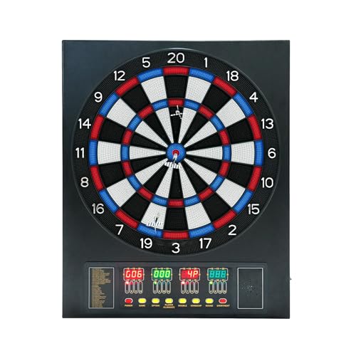 Dartscheibe Elektronische mit 12 Darts und 100 Dartspitzen, Stahldarts mit 27 Kategorien, 243 Unterkategorien, 4 LED-Anzeige, Innovativer Dartautomat für 1 bis 16 Spieler, Dartboard