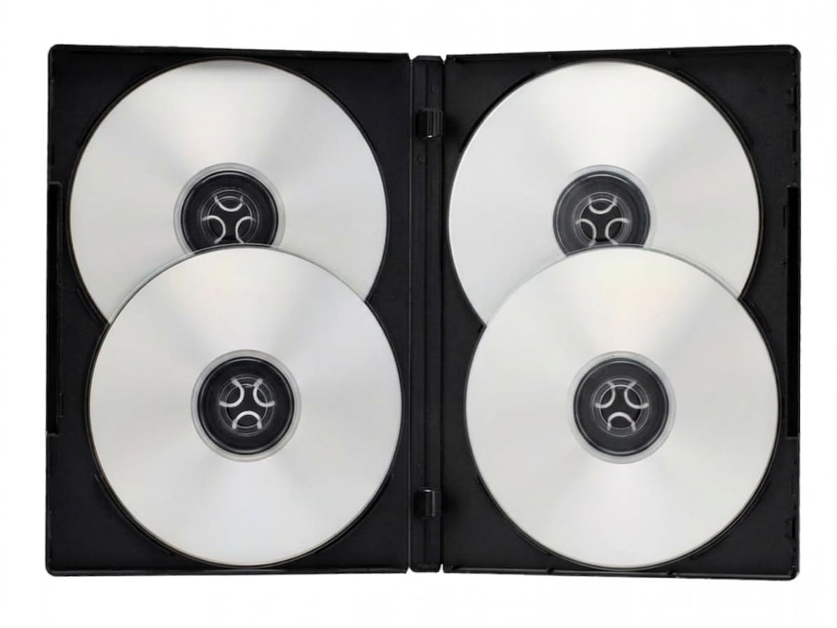 Plastic DVD Cover Case, 14mm, 4 Disc Capacity, with Outer Clear Art Sleeve, for CD, DVD, or Blu-ray Disk Pack of (5)-picture-31