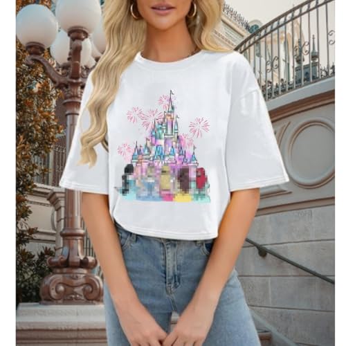 Image of Magical Crop Shirt for Women Magic Kingdom Princess Tshirt Funny Family Vacation Trip Tee Casual Holiday Top