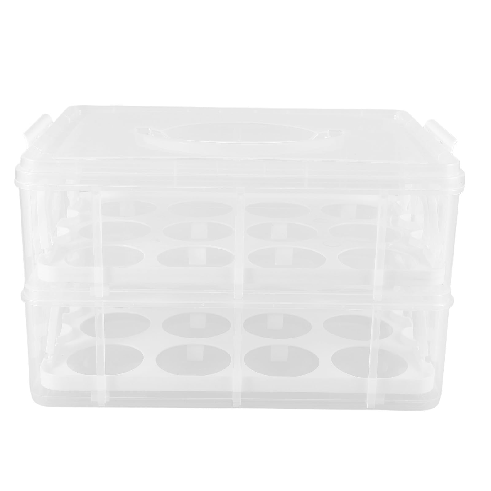 ABOOFAN Cupcake Transportbox mit Deckel, Zweilagige Kunststoffbox Weiß | Transparent, Leicht, für Kuchen und Andere Lebensmittel, Tragbar mit Handgriff