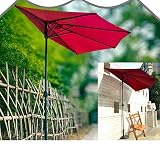 DICOINA Halber Regenschirm für die Außenterrasse, 3 m, UV-Schutz, Halbrunder Sonnenschirm mit Kurbel, wasserdichter halber Regenschirm aus Polyesterfaser, geeignet für Gartenbalkon, halber Regenschi