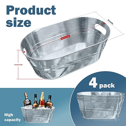 Ruizhihu GALVANIZED TUB With Carry Beer Drink Storage Cooler Metal Beverage Ice Tub Galvanized Ice Buckets thumb #1