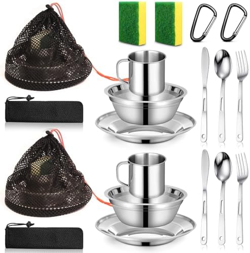 Scout Camping Mess Kit for Person 18/8 Stainless Steel Utensils C...