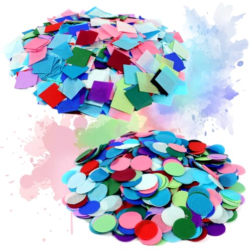 CCINEE 8000 Pcs Bleeding Tissue Paper 1 Inch Squares and Round Watercolor Bleeding Paper for Arts Craft Classroom DIY Project Scrapbooking Party Supply 20 Assorted Colors