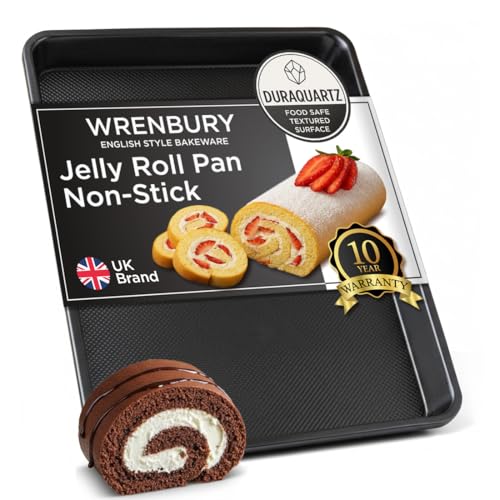 Wrenbury Swiss Roll Tin – Plateau à frites plat en acier au carbone DuraQuartz anti-adhésif pour four – Grande plaque de cuisson – 39 x 27 cm