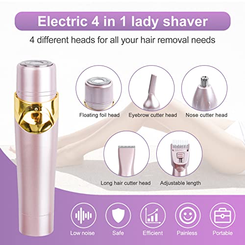 Gesichtshaarentferner für Frauen Augenbrauen Trimmer Bikini Trimmer Frauen Mini 4 in 1 Damenrasierer für Gesicht Augenbrauen Lippe Nase Beine Achsel Bikini Elektrorasierer mit USB-Aufladung - Image 4