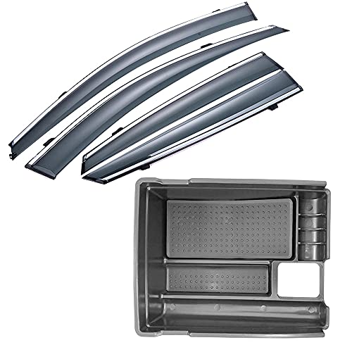 Vesul Fit For Nissan Rogue 2014-2020 Center Console Armrest Storage Box Insert Organizer Tape On Window Wind Deflector Chrome Trim Rain Guard Vent Visor Shield Cover Sun Vent Shade #TOP10