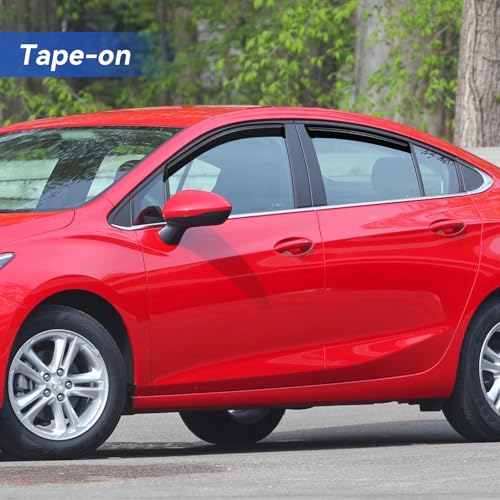 Image of Window Visors Rain Guards for 2016 2017 2018 2019 Chevy Cruze, Out-Channel Window Vent Wind Deflectors Visors Shades for 16 17 18 19 Cruze (Excludes Classic Model)