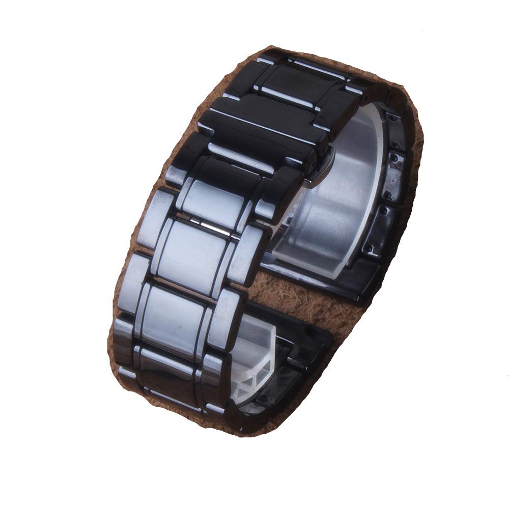 Black Ceramic Watch Band Watches Strap with Release pins 20mm 21mm 22mm 23mm 24 mm for Gear S2 S3 Galaxy Watches (24mm)