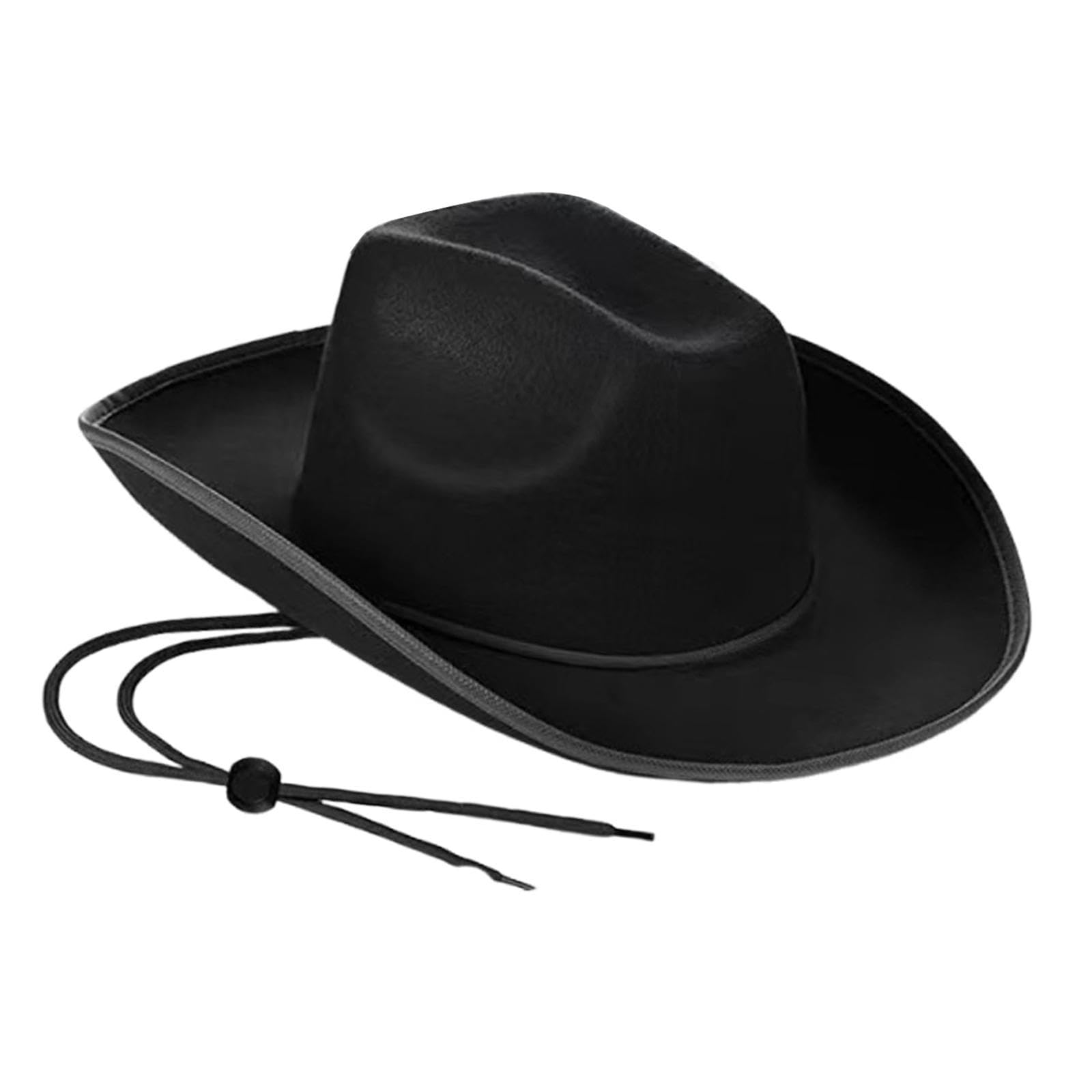 LCSVCCXA Western Cowboyhut, Cowgirlhut, Lässiger Modischer Cosplay Sonnenhut mit Breiter Krempe für Winterurlaub, Kostüme, Wandern, Camping Und Outdoor, Schwarz