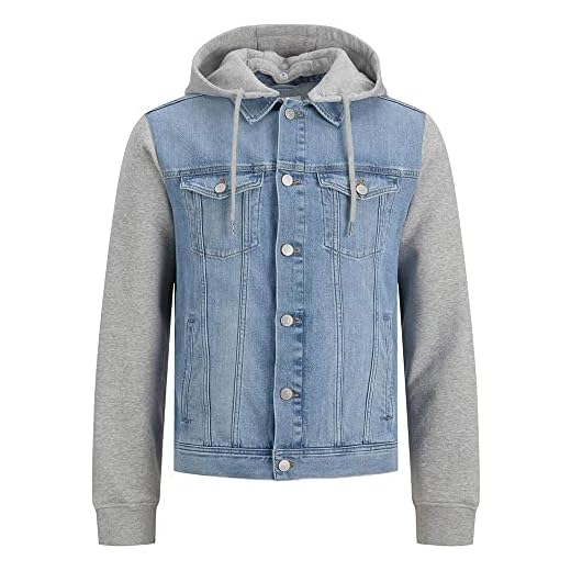 Jack & Jones Jjijean AKM 076-Chaqueta con Capucha Chaqueta Vaquera, Azul Denim, XL para Hombre