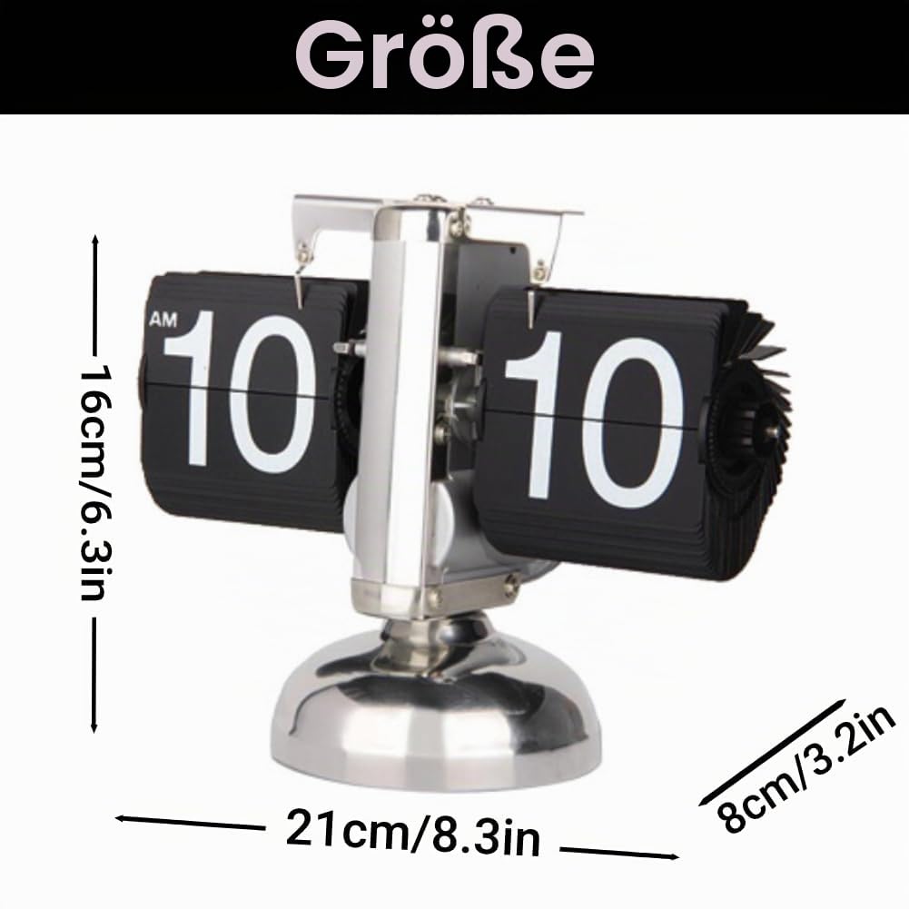 Tyenaza Flip-Schreibtischuhr, Digitale Flip-Down-Uhr, Retro-Minimalist-Einfuß-mechanische Auto-Flip-Clock-Schreibtischuhr Für Das Wohnzimmer zu Hause(Schwarz)