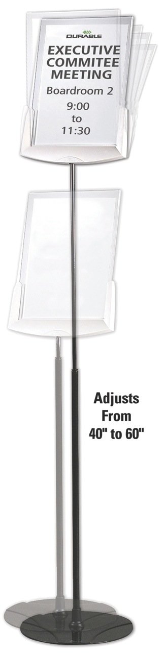 Durable 558957 Sherpa Infobase Telescope Espositore da Pavimento con Pannello Espositivo in Acrilico F.to A4, Altezza Regolabile, Grigio Antracite