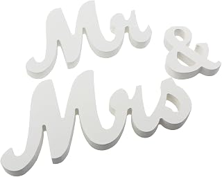 3PCS Mr and Mrs Wedding Table Signs Letters Wooden Ornament Wedding Table Decoration Anniversary Party Valentine's Day Supplies Wedding Photography Props White