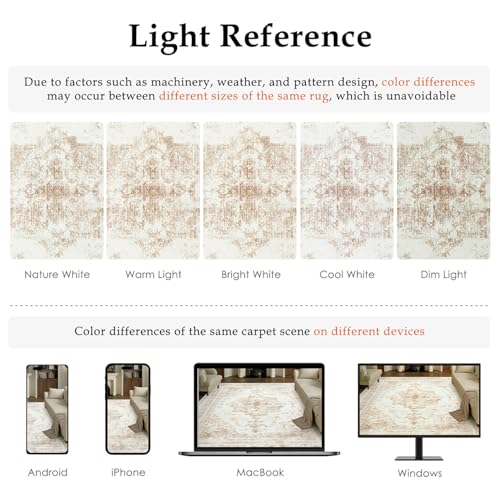 Runner Rug 3x12 Cream Hallway Washable Beige Carpet Non Slip Vintage Medallion Beige Carpet Low Pile Soft Distressed Retro Indoor Long Rug for Entryway Kitchen Bathroom Laundry Bedroom