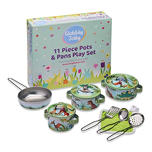 Wobbly Jelly – „Stampfe-Dino”-Spielküche – 11-teiliges Spielküchenset für Kinder mit Töpfen und Pfannen – Kinder… – Bild 6