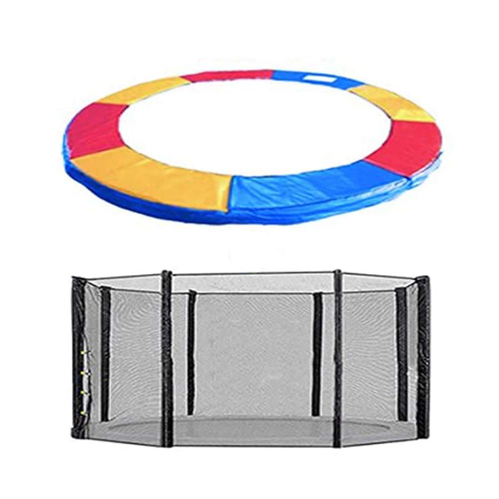 Green Bay Trampoline Replacement Safety Spring Cover Padding Pad + Safety Net Enclosure Surround 10FT Tri-Colour for 8 poles Trampoline