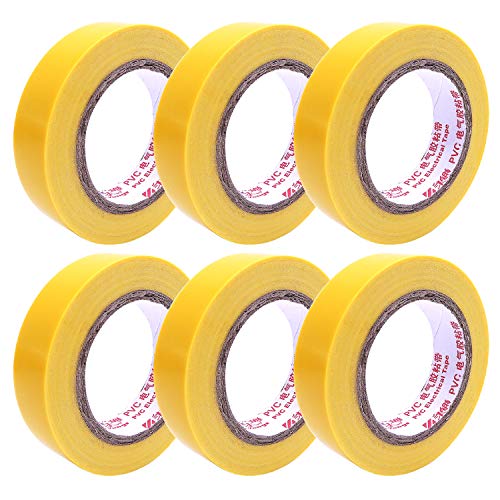 Image of Maveek Electrical Insulation Tape, PVC Vinyl Electrical Tapes with Rubber Based Adhesive, Heat Resistant, Flame Retardant, Waterproof(6 Rolls,Yellow)