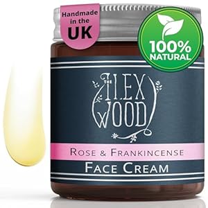 Crema facial de rosa e incienso, 100% natural, vegana, hidratante, antienvejecimiento, sin crueldad animal, sin aceite de palma, sin plástico, hecha a mano en el Reino Unido, 60 ml