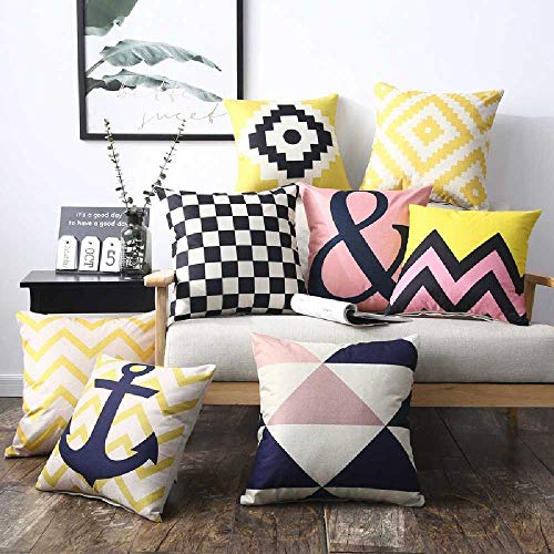 Coussin en lin 45x45cm déhoussable et thermorégulateur géométrie jaune - 3