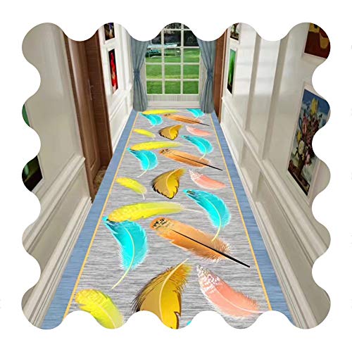 Alfombras de pasillo ZRUYI a medida con diseño multicolor de plumas en formato de 0.6x2m 2