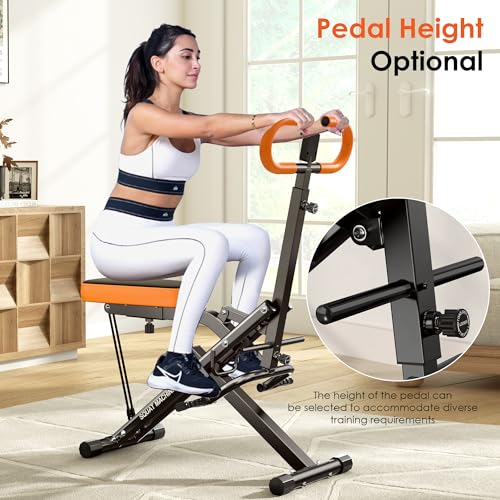 Image of SogesHome Squat Machines Rowing Machine for Home, Foldable & Full Body Exercise Workout Equipment with Adjustable Resistance Bands for Women, Row and Ride Squat Machine for Glutes and Abs, 330 LBS