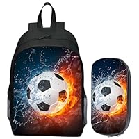 ZPSOSPZ Football Boys Schoolbag, Football Pencil Bag, Novelty Foot-ball Pattern Schoolbags, Personalized Children Kindergarten Daypack, Teens Bagpacks, Portable Pencil Pen Case