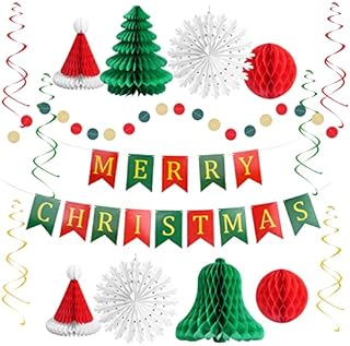 Minicoco Christmas Decorations Set, Paper Christmas Decorations Reusable Party Decoration for Xmas Christmas Winter Festival New Year Home Party Decoration, Wall Ceiling Door Hanging Decor Supplies