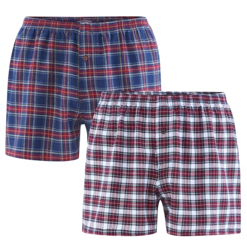 Living Crafts - Boris | Boxer-Shorts, 2er-Pack - Weiches Flanell, Bio-Baumwolle, Bequem und Lässig (L, Tartan)