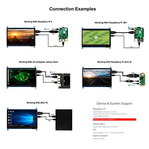Ingcool 7 inch Touchscreen Display for Raspberry Pi 7" HDMI LCD 1024x600 IPS-scherm Monitor voor Raspberry Pi 4B / 3B + / A + / B / 2B / B + / A + / Zero W, Ondersteuning voor Windows 10/8.1/8/ 7 - Afbeelding 7