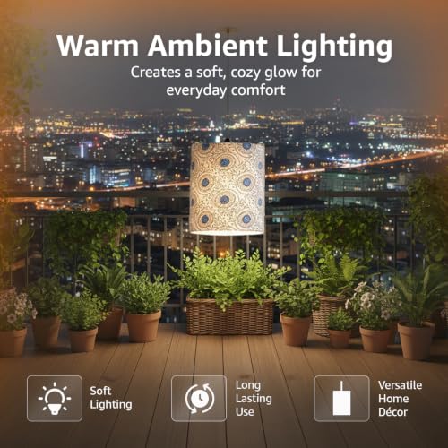 Image of Amazon Basics Pashan Bloom Pendant Lamp | Decorative Polyester Shade with E14 Holder | Pendant Light for Living Room, Dining Area, Bedroom & Home Decor