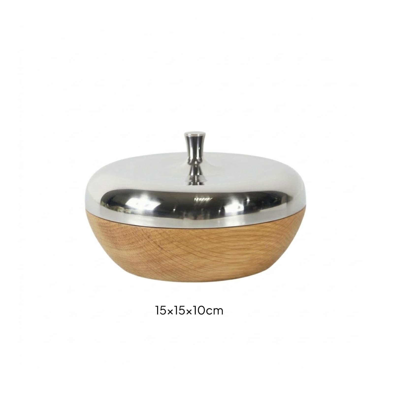 Snackschale mit Deckel Rund Servierschale mit Deckel Modern Aufbewahrungsdose Holzoptik für Wohnzimmer, Kaffeeecke, 16×16×17cm