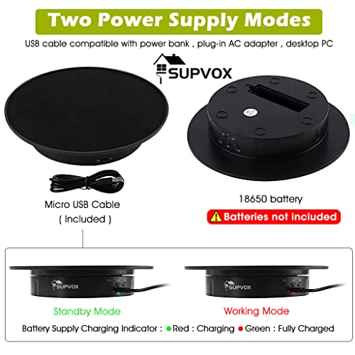 Image of Supvox 1Pcs Electric Rotating Display Stand, USB Charge 360 Degree Rotating Turntable, 20CM /Load 8KG, Multi-Functional Rotary Table for Photography Products Shows, Jewelry, Cake (Without Battery)