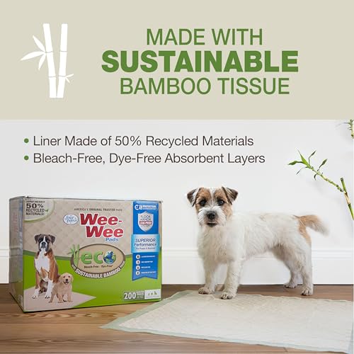 Image of Four Paws Wee-Wee Superior Performance Bamboo Pee Pads for Dogs, Earth Friendly Dog & Puppy Potty Training Pads, Crate Liners, Housebreaking Supplies, 22 inch x 23 inch (32 Count)