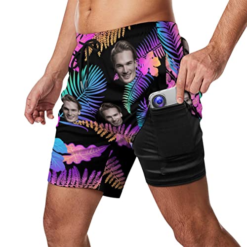 Custom Mens Swim Trunks Customized Design Your Own Short Personalized Board Short Beach Surf Swimsuits Photo Face Pet XL