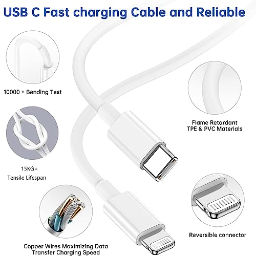 Fast Charger iPhone, 3Pack?MFi Certified? Chargers iPhone Fast Charging Block USB C Charger Quick Charging Adapter with 10ft USB C to Lightning Cable Data Syncing Cord for iPhone 14 13 12 11 X