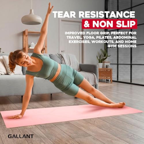 Gallant Yoga Mat - Non Slip Eco Friendly TPE Pilates Mat - 183 x 61cm x 6mm Thick Exercise Mat for Home, Fitness, Gym and Workout - Double Sided with Carry Straps Mats for Men and Women - Image 5