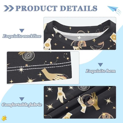 ALAZA Kids Rash Guard Boys Toddler Swim Shirts Short Sleeve Stars Witchy Hand UPF 50+ 3T3