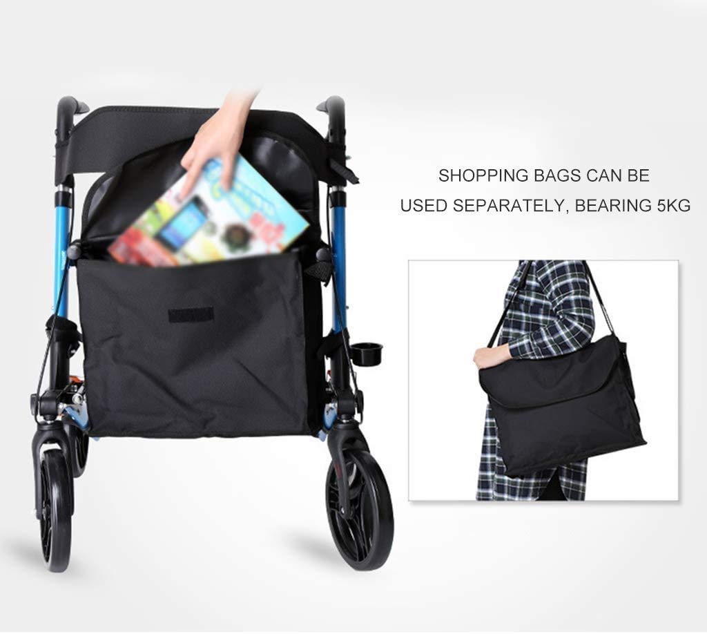 Rollator Walker, Heavy Duty Walker dla seniorów z siedziskiem i kołami, składane medyczne pomoce do chodzenia, rama do chodzenia z podwójną regulacją wysokości hamulca Interesting